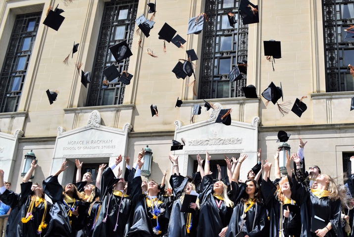 Students celebrating graduation