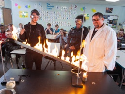 Students in chemistry classroom