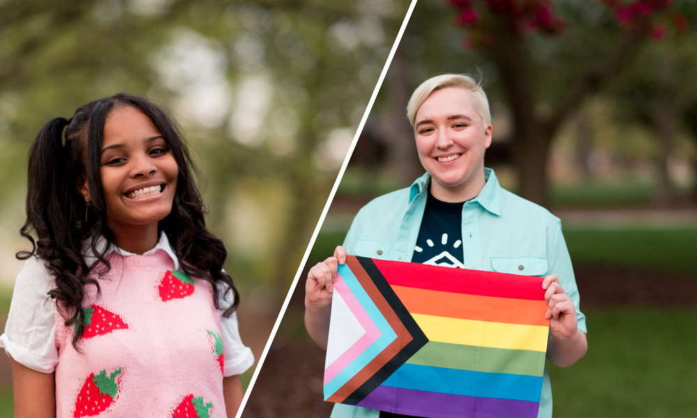 Mari Copeny and Jess Stone. Jess is holding a progress pride flag.